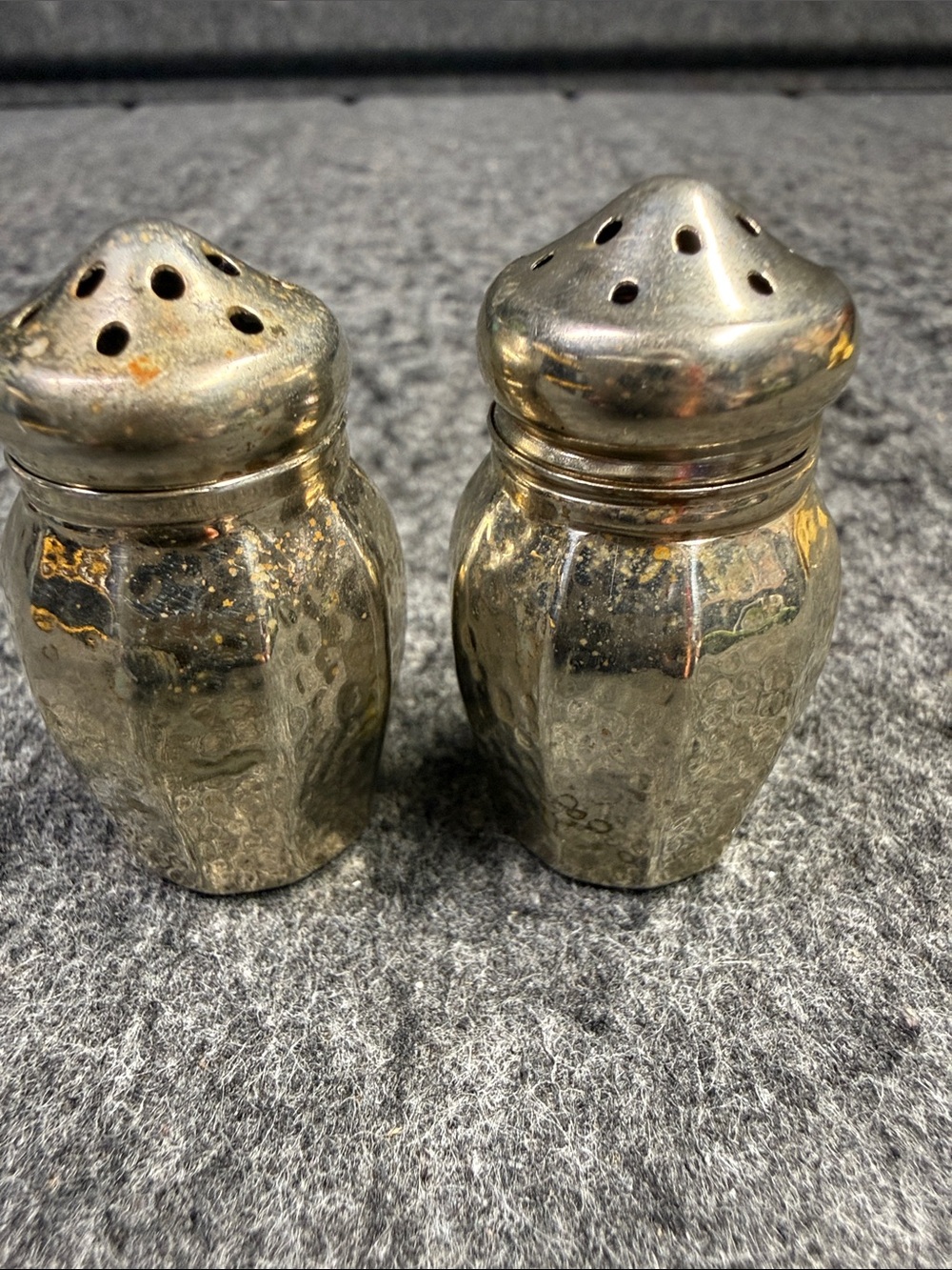 Presto CCC Hammered Metal Salt and Pepper Shaker Set - Silver